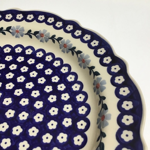 Polish Pottery Daisy Cobalt Blue Bake Serve Dish 13.25” SIGNED Wolak Boleslawiec - Picture 12 of 16